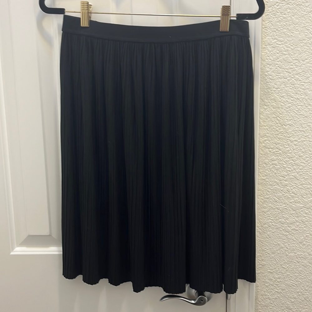 Black knee length pleated skirt